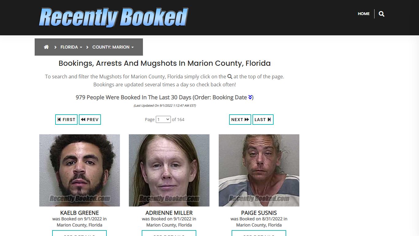 Recent bookings, Arrests, Mugshots in Marion County, Florida